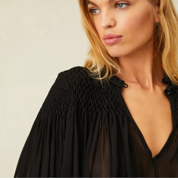 Love Shack Fancy Fernanda Blouse Black XS - Picture 2 of 7